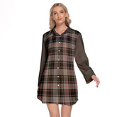 Moffat Modern Tartan Women's Lapel Shirt Dress With Long Sleeve